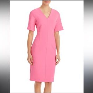 Boss bright pink exposed zipper decine sheath dress 6